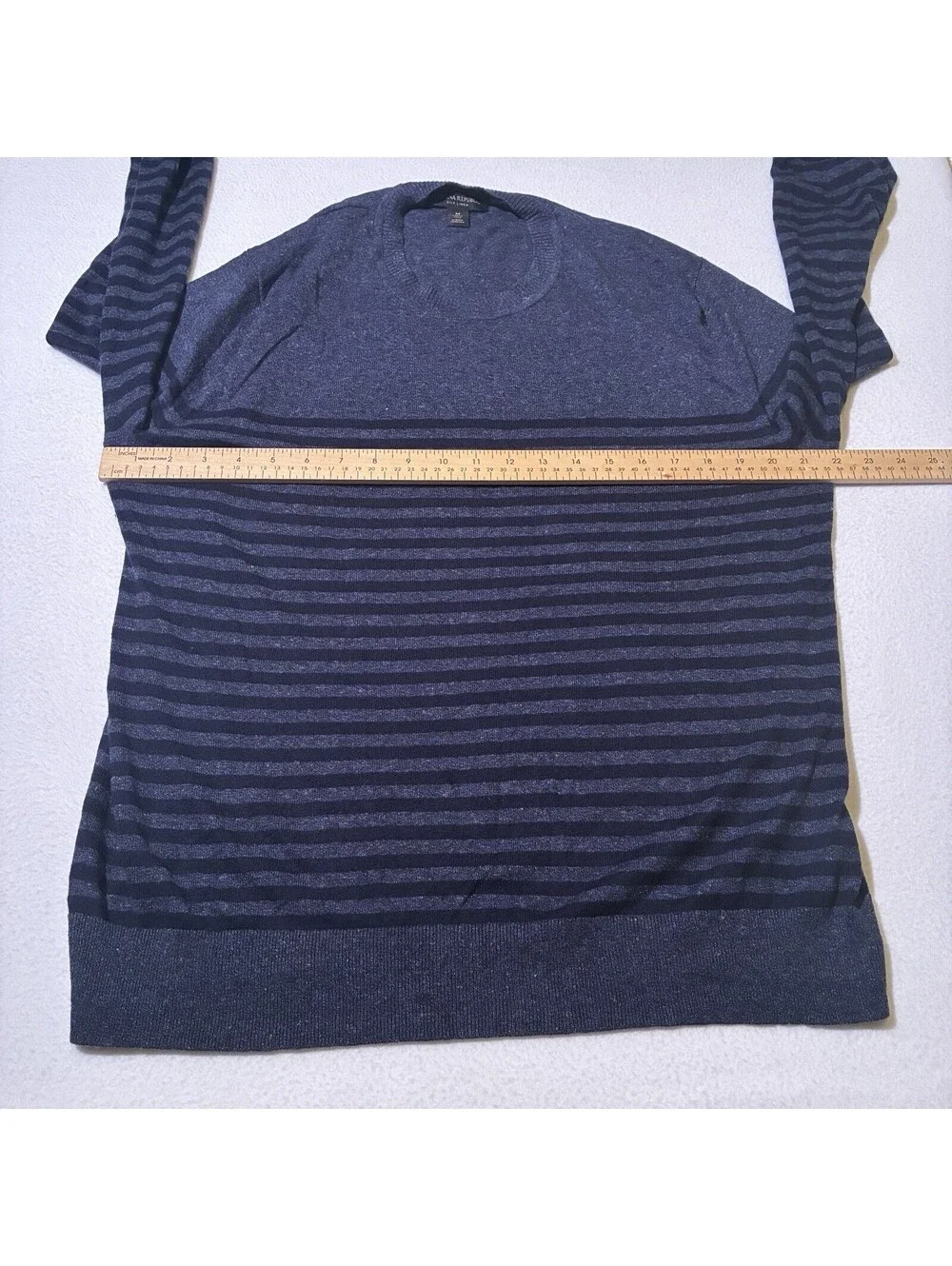 Banana Republic Sweater Men's M Medium Blue Silk Linen Crewneck Striped Knit